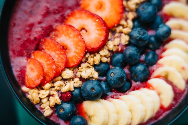 Cafe Rio acai smoothie bowl with fresh fruit toppings