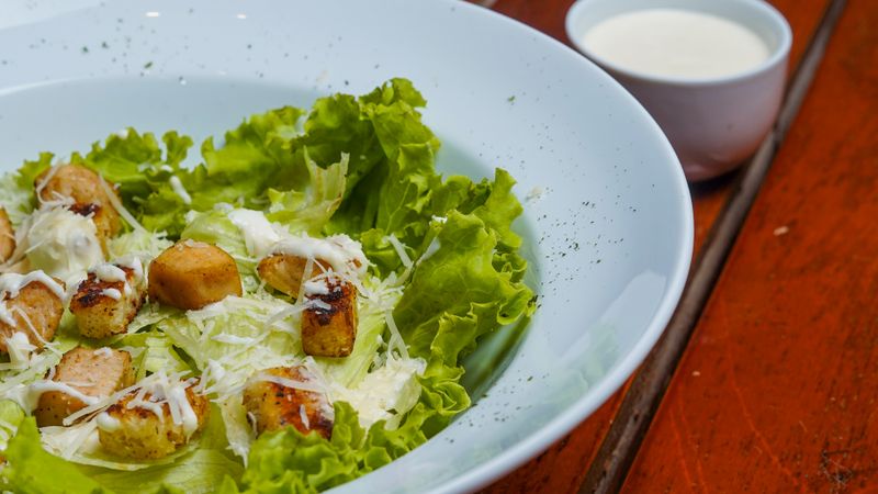 Cafe Rio kale caesar salad with parmesan and croutons