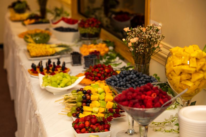 Indoor catering event venue setup